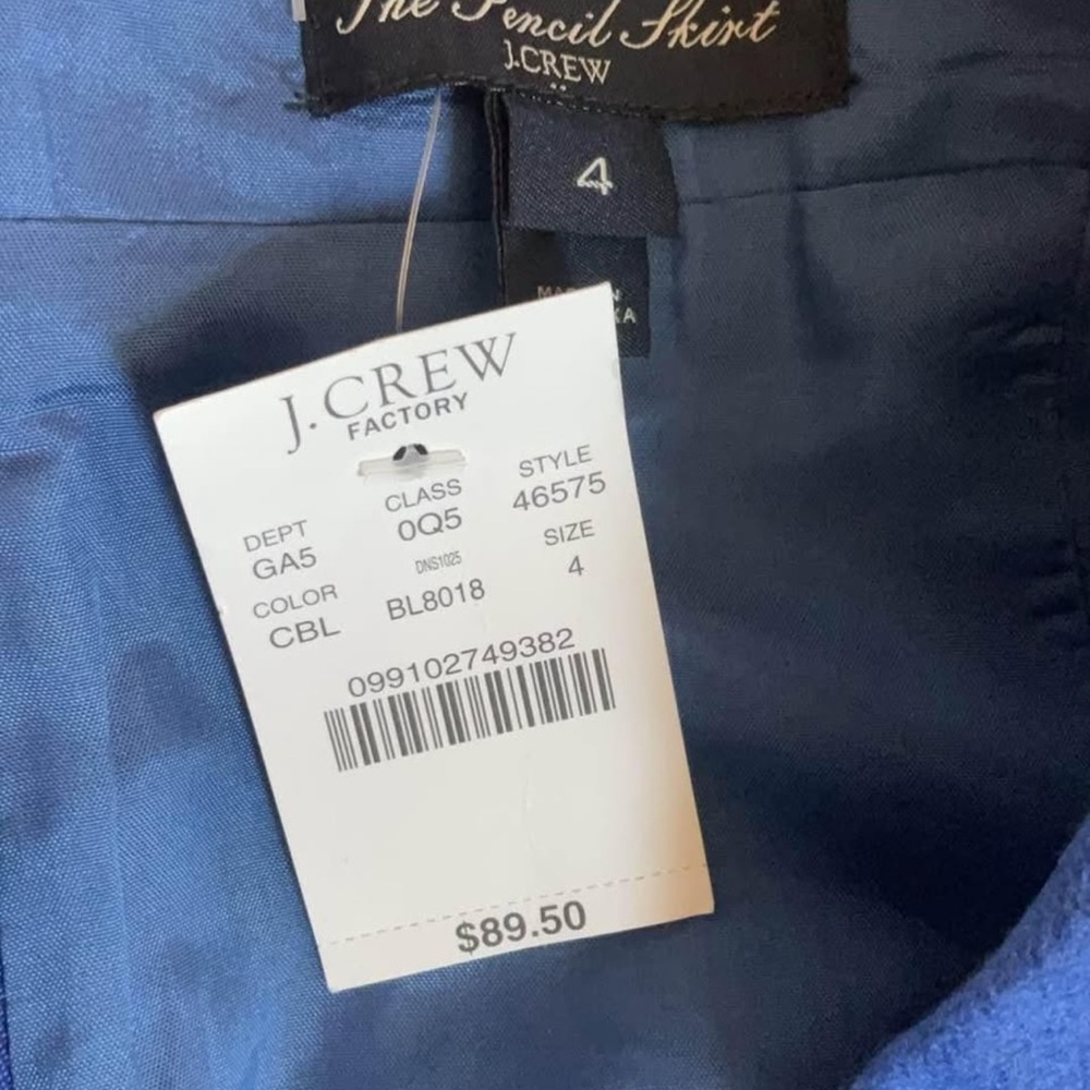 J. Crew Factory Vibrant Blue Wool Pencil Skirt size 4